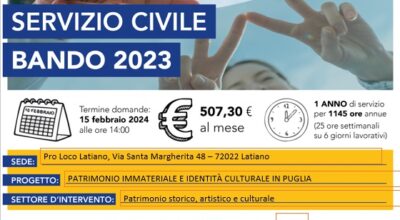 Bando per la selezione di operatori per Servizio Civile Universale – PRO LOCO LATIANO